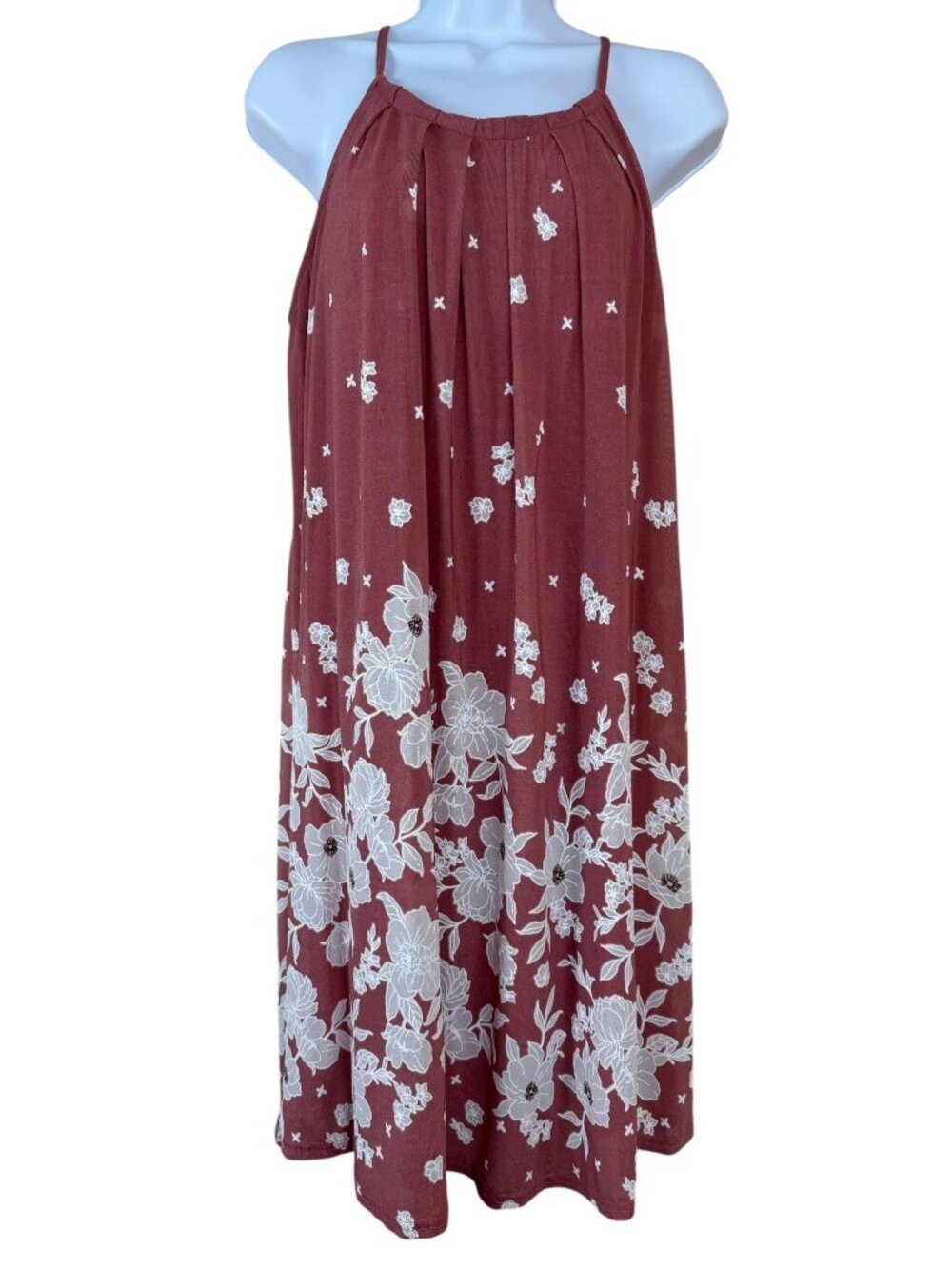 Siren Lily Rose Pink White Tank Dress Floral Size Medium Summer Beach Flowy